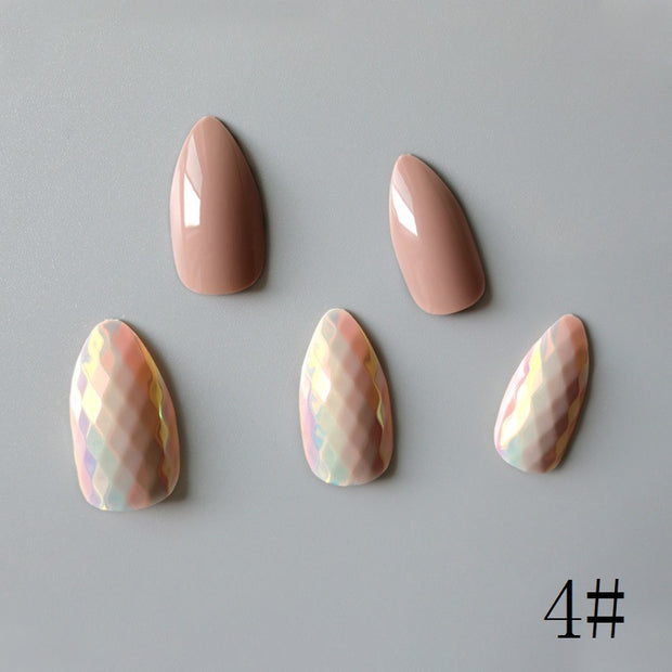 24 piece SCALES PRESS-ON NAILS FAKE NAILS Style:swirt Shape:almond Finish:glitter Length:medium Occasion:regular nails