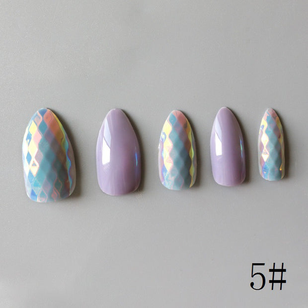 24 piece SCALES PRESS-ON NAILS FAKE NAILS Style:swirt Shape:almond Finish:glitter Length:medium Occasion:regular nails