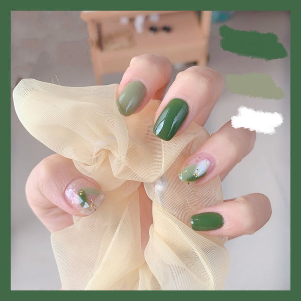 24 pieces SUMMER FOREST FIREFLIES  PRESS-ON NAILS FAKE NAILS Style:classy Shape:oval Finish:glossy Length:medium Occasion: Regular  nails