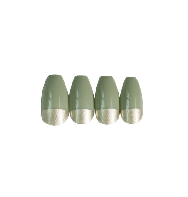 24 pieces MATCHA PRESS-ON NAILS FAKE NAILS Style:classy Shape:oval Finish:glossy Length:medium Occasion:holiday nails