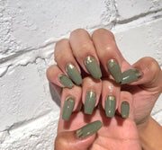 24 pieces MATCHA PRESS-ON NAILS FAKE NAILS Style:classy Shape:oval Finish:glossy Length:medium Occasion:holiday nails