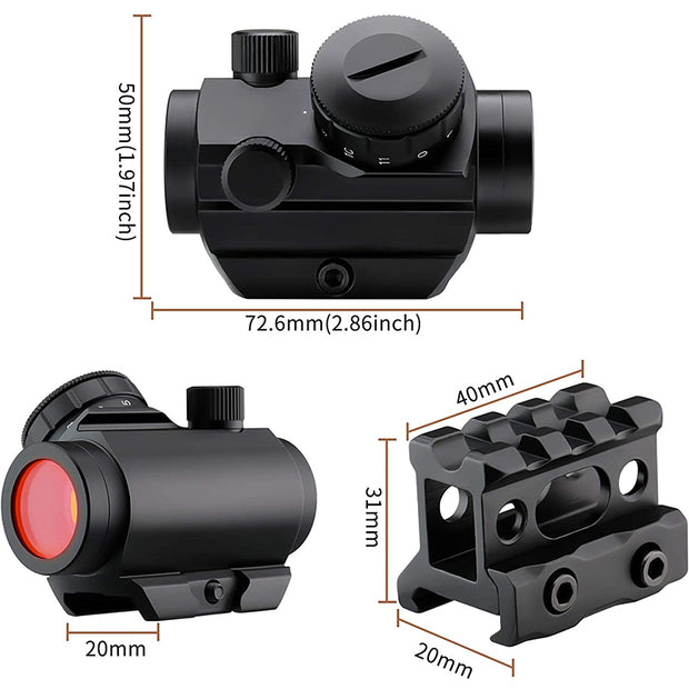 1X25Mm Red Dot Sight 2 Moa Compact Red Dot Scope Reflex Sight Mini Richtkijker Met 1 inch Riser Mount