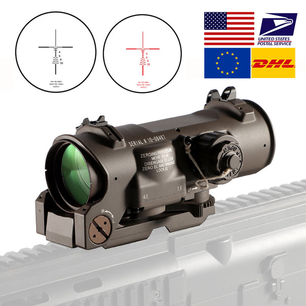 1x-4x Vaste Dual Purpose Rifle Scope Red Illuminated Red Dot Sight Voor Rifle Jacht Schieten Red Dot Sight