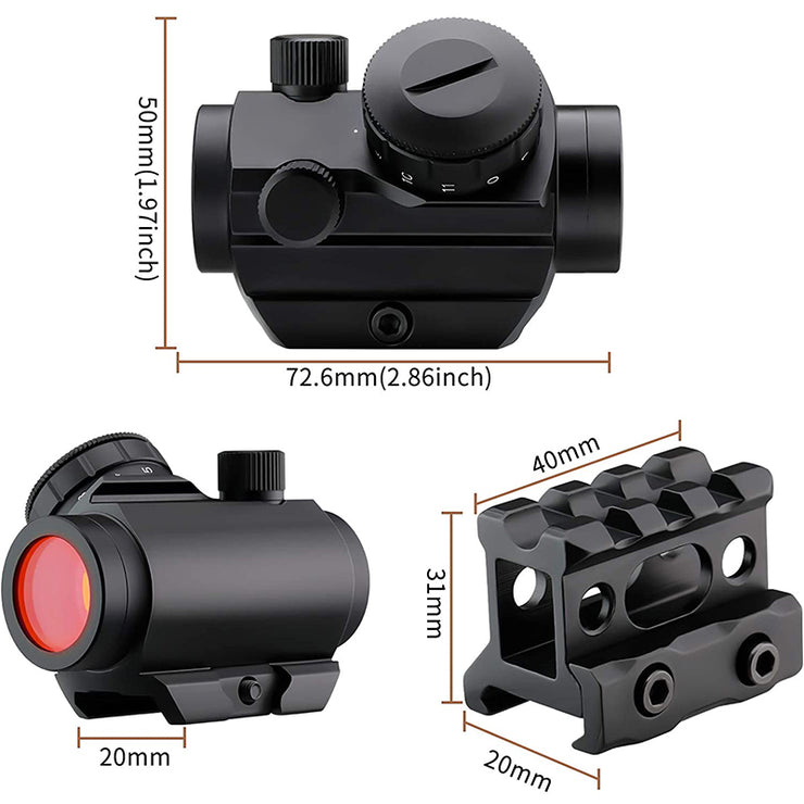 1x40 Red Dot Sight Scope Tactical Rifle scope Green Red Dot Collimator Dot Met 11mm/20mm Rail Mount Airsoft Air Jacht