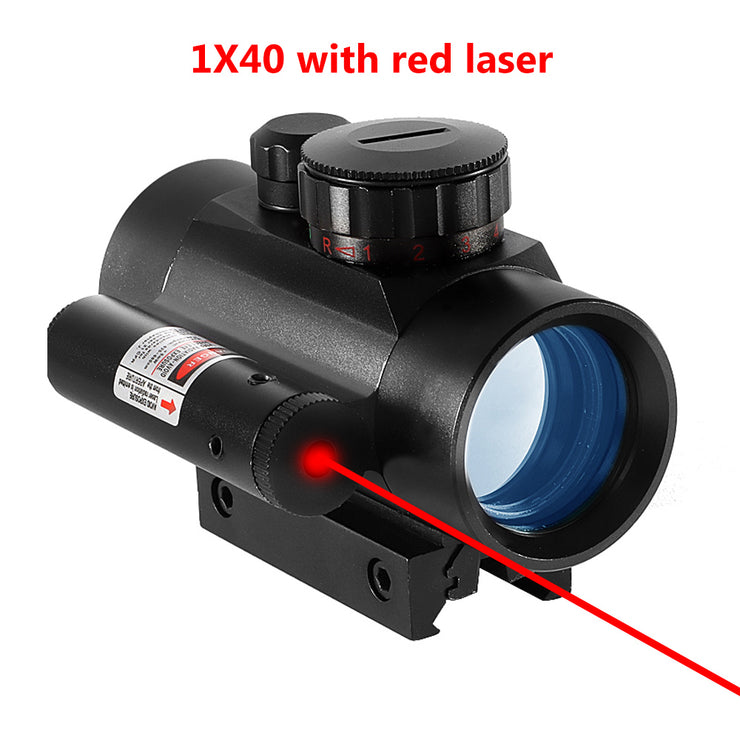 1x40 Red Dot Sight Scope Tactical Rifle scope Green Red Dot Collimator Dot Met 11mm/20mm Rail Mount Airsoft Air Jacht