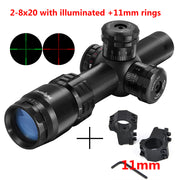 2-8x20 Tactical Riflescope AK47 AK74 AR15 Hunting Scope Mil Dot Verlichting Richtkruis Sight Rifle Scope Sniper Jacht Scopes