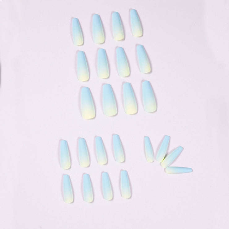 24 pieces rainbow ombre PRESS-ON NAILS FAKE NAILS Style:rainbow Shape:coffin Finish: matte Length: extra long Occasion: holiday nails