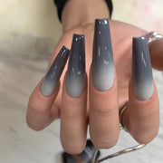 24 pieces grey ombre PRESS-ON NAILS FAKE NAILS Style:ombre Shape:coffin Finish: matte Length: extra long Occasion: holiday nails