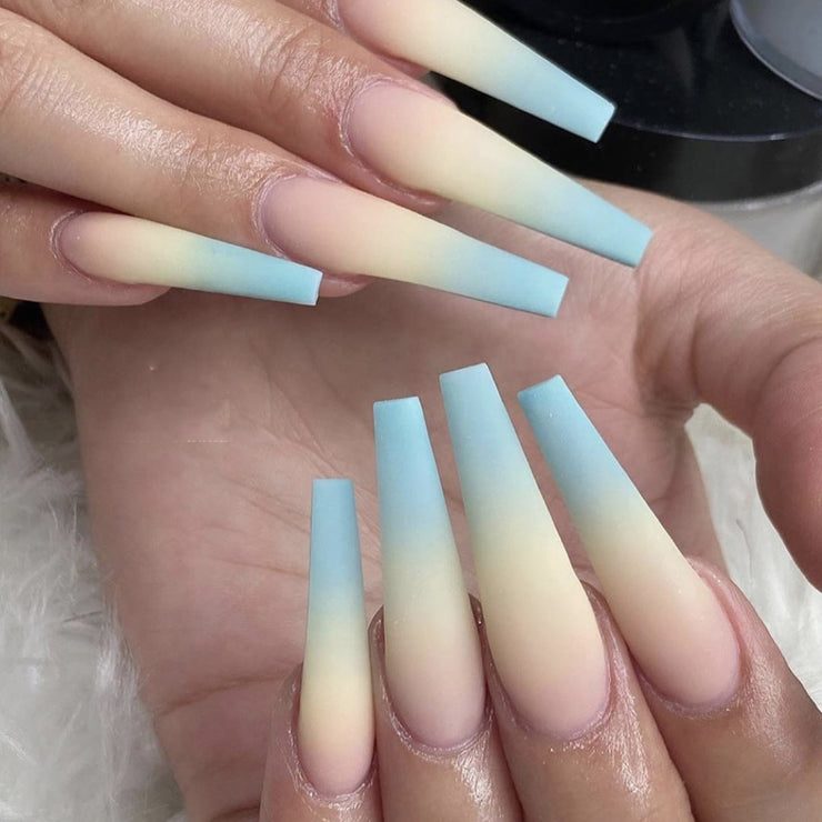 24 pieces rainbow ombre PRESS-ON NAILS FAKE NAILS Style:rainbow Shape:coffin Finish: matte Length: extra long Occasion: holiday nails