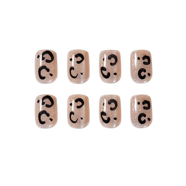 24 pieces Leopard cici PRESS-ON NAILS FAKE NAILS Style:classy Shape:oval Finish:glitter Length:medium Occasion: Regular nails