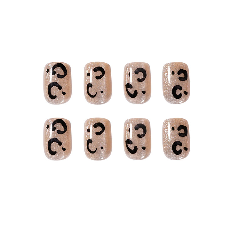 24 pieces Leopard cici PRESS-ON NAILS FAKE NAILS Style:classy Shape:oval Finish:glitter Length:medium Occasion: Regular nails