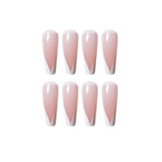 24 pieces White fingertips PRESS-ON NAILS FAKE NAILS Style:French Shape:coffin Finish:glossy Length:long Occasion:holiday nails