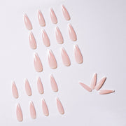 24 pieces White fingertips PRESS-ON NAILS FAKE NAILS Style:French Shape:coffin Finish:glossy Length:long Occasion:holiday nails