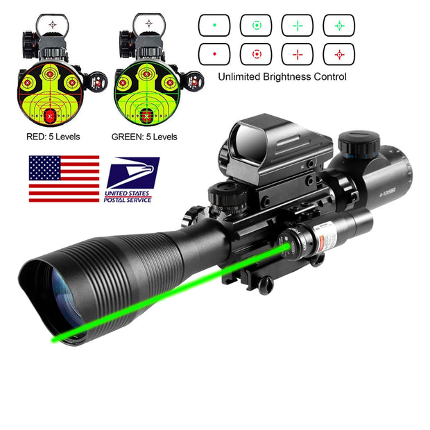 4-12X50 Eg Richtkijker Tactische Optics Rifle Scope Jacht Airsofts Lucht Pistool Rood Groen Dot Laser Scope Holografische Zicht