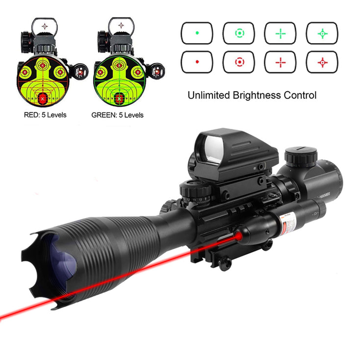 4-16X50 Eg Rood Groen Verlichte Rifle Scope Tactical Air Gun Red Green Dot Laser Sight Scope Holografische Optics Rifle Scope