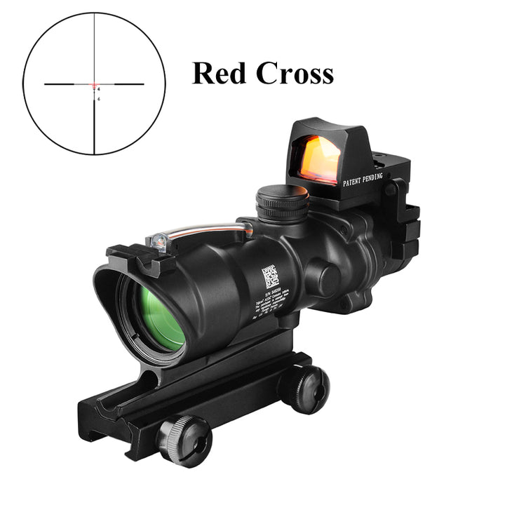 Acog 4X32 Real Fiber Optics Red Dot Verlichte Chevron Glas Geëtst Richtkruis Tactical Optical Sight Jacht Airsoft Gun Scope