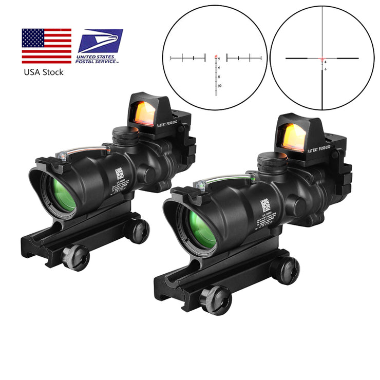 Acog 4X32 Real Fiber Optics Red Dot Verlichte Chevron Glas Geëtst Richtkruis Tactical Optical Sight Jacht Airsoft Gun Scope