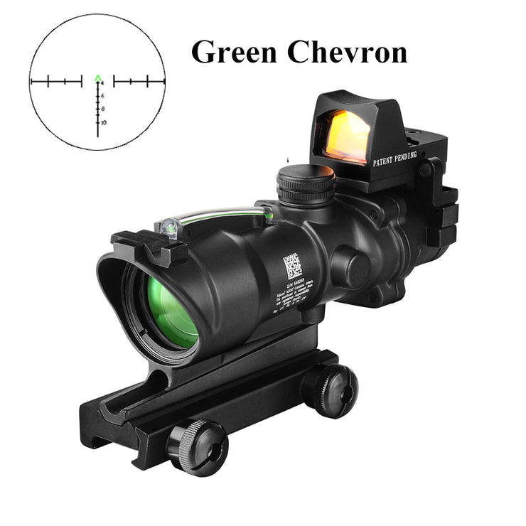 Acog 4X32 Real Fiber Optics Red Dot Verlichte Chevron Glas Geëtst Richtkruis Tactical Optical Sight Jacht Airsoft Gun Scope