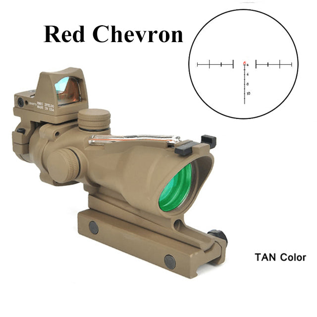 Acog 4X32 Real Fiber Optics Red Dot Verlichte Chevron Glas Geëtst Richtkruis Tactical Optical Sight Jacht Airsoft Gun Scope