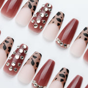 30 pieces LEOPARD PRESS-ON NAILS FAKE NAILS Style:french Shape:coffin Finish:matte Length:medium Occasion:regular nails