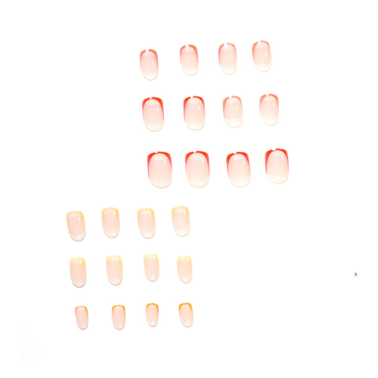 24 pieces rainbow PRESS-ON NAILS FAKE NAILS Style:rainbow Shape:oval Finish:glossy Length: short Occasion: regular nails