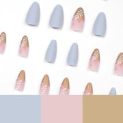 24 pieces  Fingertip Leaves NAILS FAKE NAILS Style:classy Shape:almond Finish:matte Length:medium Occasion:holiday nails