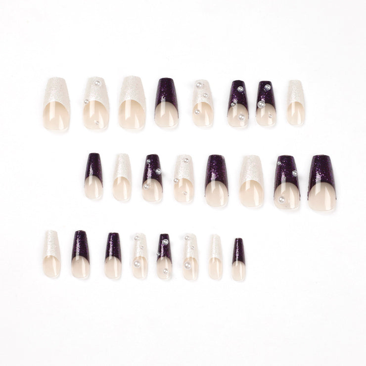 24 pieces Water drops PRESS-ON NAILS FAKE NAILS Style:French Shape:coffin Finish:glossy Length:long Occasion:holiday nails