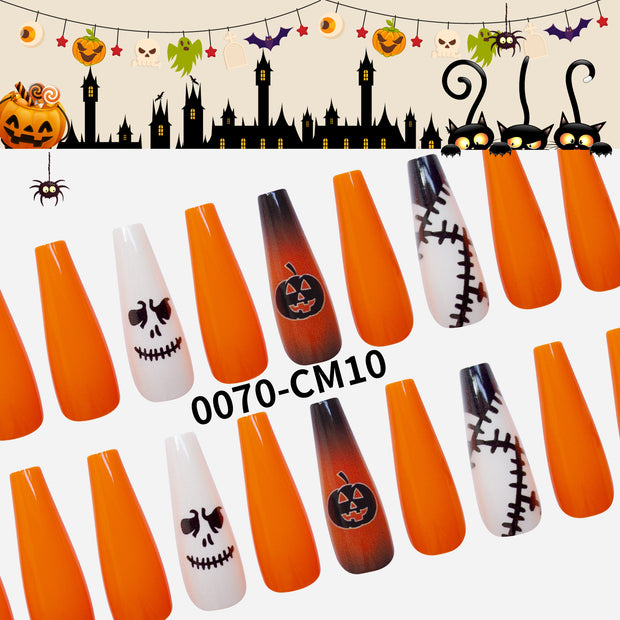 30 pieces CHRISTMAS HALLOWEEN PRESS-ON NAILS FAKE NAILS Style:rainbow Shape:coffin Finish:glossy Length:long Occasion:Christmas halloween nails