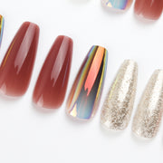 30 pieces GORGEOUS PRESS-ON NAILS FAKE NAILS Style:french Shape:coffin Finish:glitter Length:medium Occasion:wedding nails