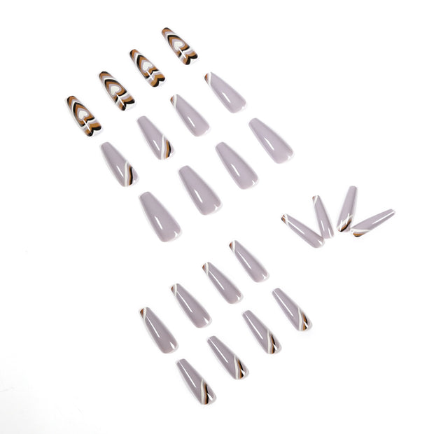 24 pieces MULTI-LOVE PRESS-ON NAILS FAKE NAILS Style:classy Shape:coffin Finish:glossy Length:medium Occasion:holiday nails