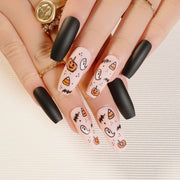 24 pieces HALLOWEEN PRESS-ON NAILS FAKE NAILS Style:rainbow Shape:coffin stiletto  Finish:glossy  Length:long Occasion: Halloween nails