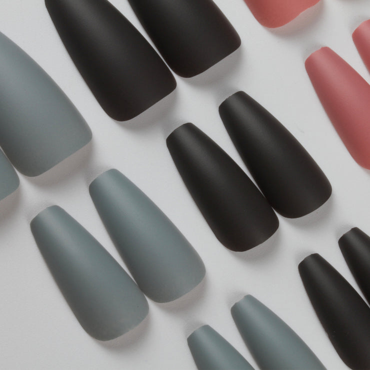 30 pieces Solid colour matte PRESS-ON NAILS FAKE NAILS Style:classy Shape:coffin Finish:matte Length:long Occasion:regular nails