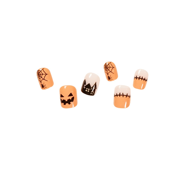 24 pieces HALLOWEEN PRESS-ON NAILS FAKE NAILS Style:rainbow Shape:round oval Finish:glossy Length: short Occasion: Halloween nails