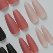 30 pieces Solid colour matte PRESS-ON NAILS FAKE NAILS Style:classy Shape:coffin Finish:matte Length:long Occasion:regular nails