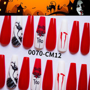 30 pieces CHRISTMAS HALLOWEEN PRESS-ON NAILS FAKE NAILS Style:rainbow Shape:coffin Finish:glossy Length:long Occasion:Christmas halloween nails