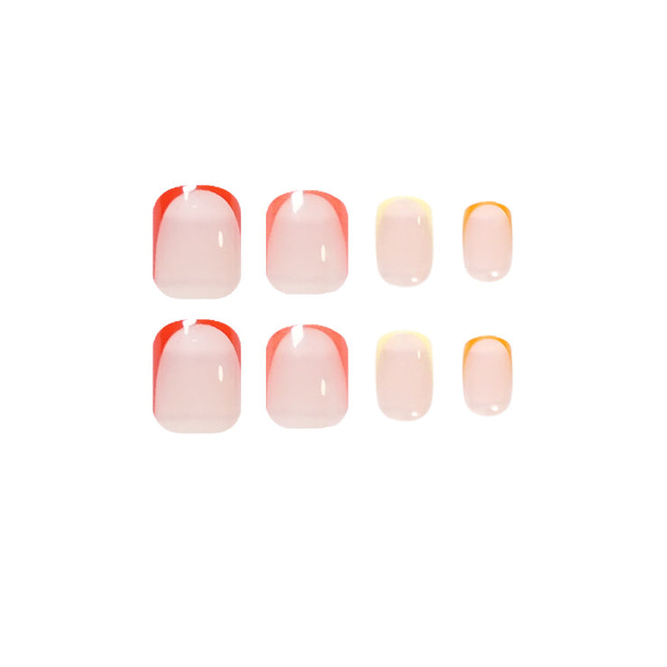 24 pieces rainbow PRESS-ON NAILS FAKE NAILS Style:rainbow Shape:oval Finish:glossy Length: short Occasion: regular nails