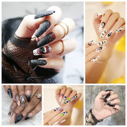 24 pieces HALLOWEEN PRESS-ON NAILS FAKE NAILS Style:rainbow Shape:coffin stiletto  Finish:glossy  Length:long Occasion: Halloween nails