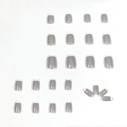 24 pieces grey PRESS-ON NAILS FAKE NAILS Style:French Shape:oval Finish:glossy Length:medium Occasion:regular nails