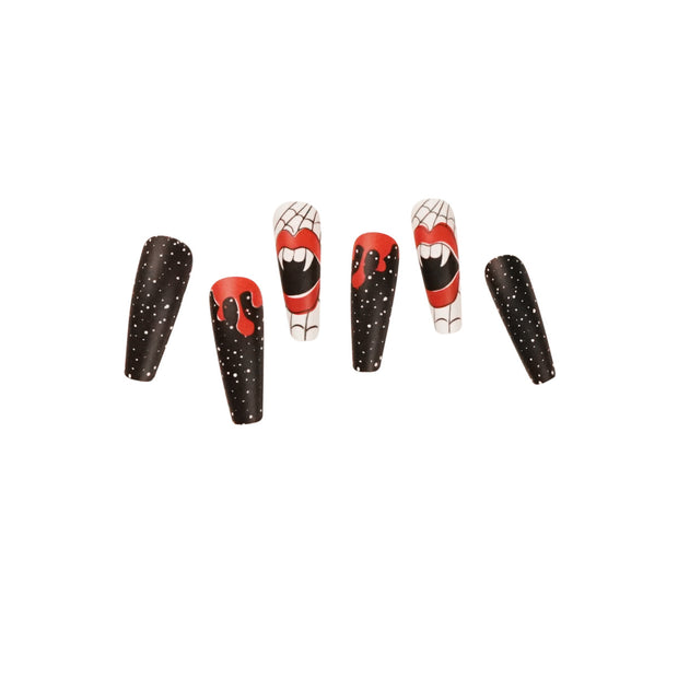 24 pieces HALLOWEEN PRESS-ON NAILS FAKE NAILS Style:rainbow Shape:coffin stiletto  Finish:glossy  Length:long Occasion: Halloween nails