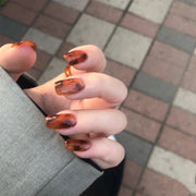 24 pieces Amber Leopard PRESS-ON NAILS FAKE NAILS Style:classy Shape:oval Finish:glossy Length:medium Occasion: Regular nails