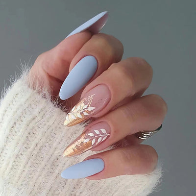 24 pieces  Fingertip Leaves NAILS FAKE NAILS Style:classy Shape:almond Finish:matte Length:medium Occasion:holiday nails