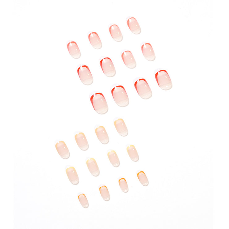 24 pieces rainbow PRESS-ON NAILS FAKE NAILS Style:rainbow Shape:oval Finish:glossy Length: short Occasion: regular nails