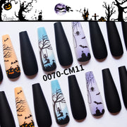 30 pieces CHRISTMAS HALLOWEEN PRESS-ON NAILS FAKE NAILS Style:rainbow Shape:coffin Finish:glossy Length:long Occasion:Christmas halloween nails