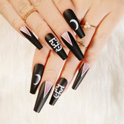 24 pieces HALLOWEEN PRESS-ON NAILS FAKE NAILS Style:rainbow Shape:coffin stiletto  Finish:glossy  Length:long Occasion: Halloween nails