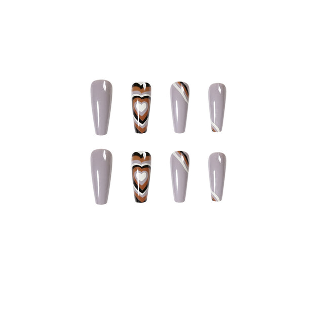 24 pieces MULTI-LOVE PRESS-ON NAILS FAKE NAILS Style:classy Shape:coffin Finish:glossy Length:medium Occasion:holiday nails