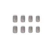 24 pieces grey PRESS-ON NAILS FAKE NAILS Style:French Shape:oval Finish:glossy Length:medium Occasion:regular nails