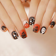 24 pieces HALLOWEEN PRESS-ON NAILS FAKE NAILS Style:rainbow Shape:round oval Finish:glossy Length: short Occasion: Halloween nails