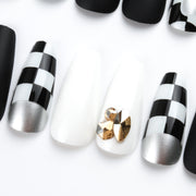 30 pieces MONOGRAM PRESS-ON NAILS FAKE NAILS Style:french Shape:coffin Finish:glossy Length:medium Occasion:holiday nails