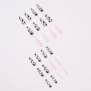 24 pieces DAIRY COWS PRESS-ON NAILS FAKE NAILS Style:classy Shape:coffin Finish:glossy Length:long Occasion:holiday nails