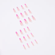 24 pieces Pink smile PRESS-ON NAILS FAKE NAILS Style:classy Shape:coffin Finish: glossy Length: extra long Occasion: holiday nails